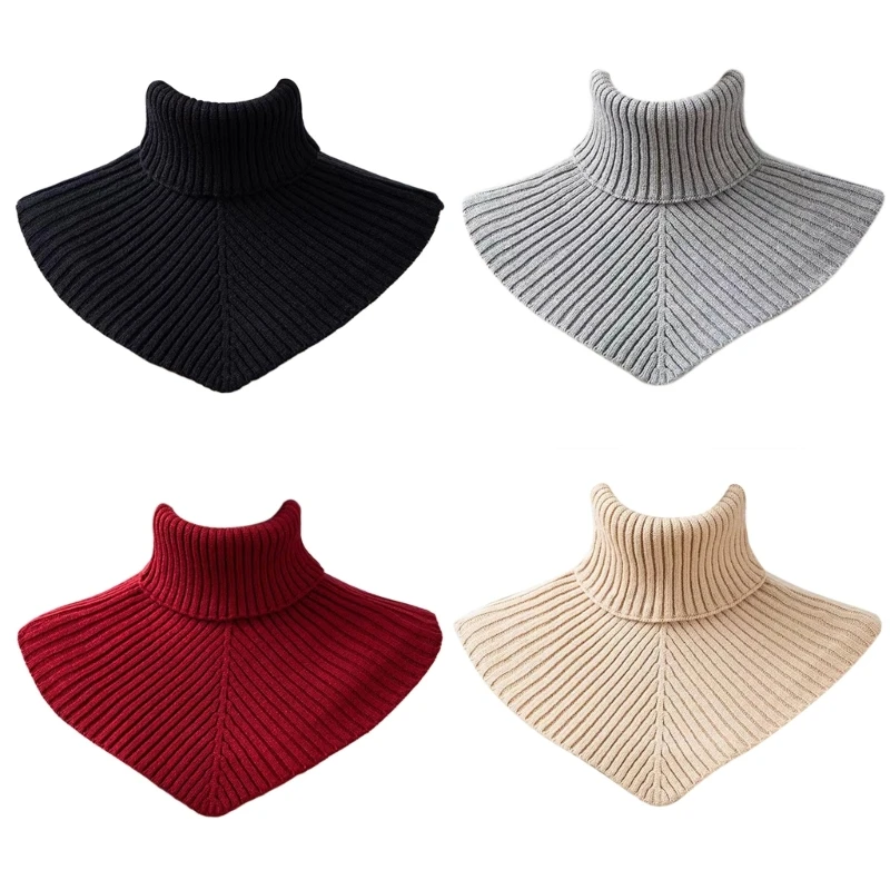 

Winter Knitted Collar Women Knitted Turtleneck Scarf Shoulder Wrap Solid Scarf Drop shipping