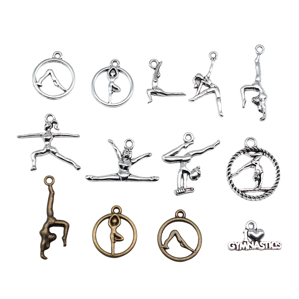 20 sztuk Sport Charms gimnastyka Charms do tworzenia biżuterii wisiorki DIY rzemiosło dokonywanie ustaleń ręcznie robiona biżuteria tybetańska — zdjęcie 3