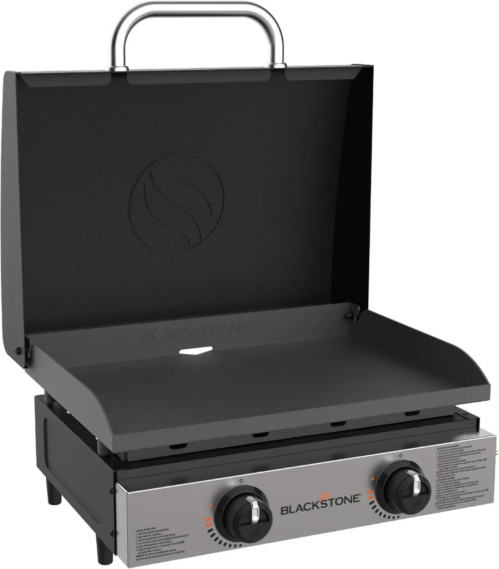 

Original 22” Tabletop Griddle with Hood and Stainless Steel Front Plate, Powder Coated Steel, Black