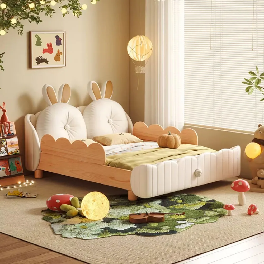 Multifunctional children's bed solid wood cot with storage function