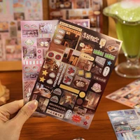 Vintage Flavors Street Series Sticker Book - 20/30/60 Sheets Food-Themed Creative DIY Scrapbook Japanese Stationery Framed Album 4