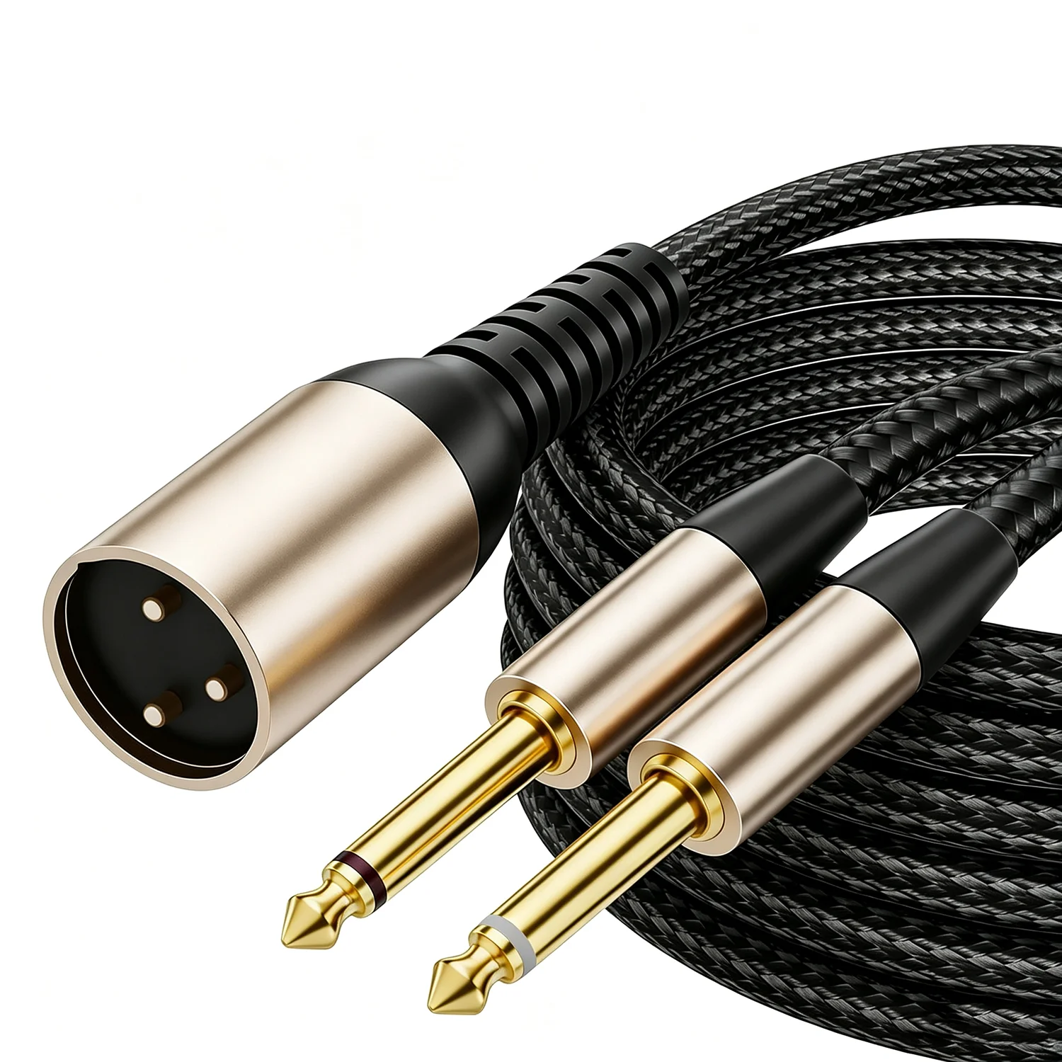 Dual 1/4 Inch To XLR Male Y-Splitter Cable XLR Male To Dual 6.35mm TS Mono Plug Microphone Audio Converter Adapter