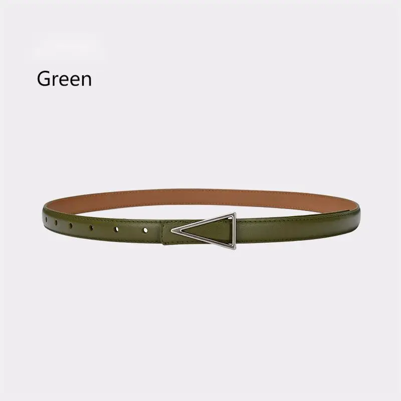 

women leather belts 1.8cm wide Sliver Triangle buckle Slim Belt for fashion look