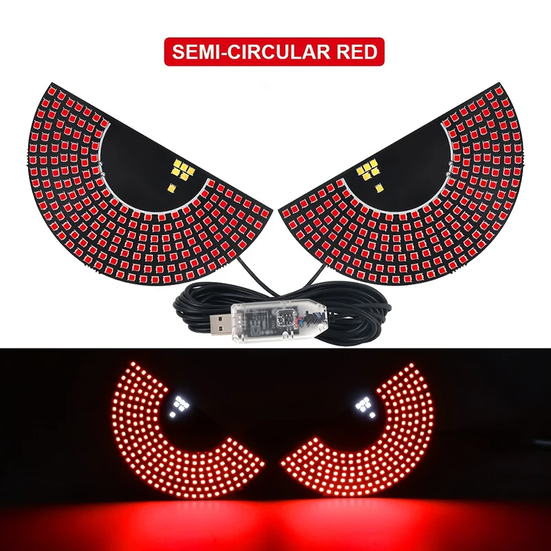 2Pcs Car LED Decorative Light Devil\'s Eye Rear Warning Light Red Devil Eye Atmosphere Light Auto Decoration Accessories