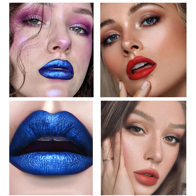 Rouge à Lèvres Liquide à Décmatérielle Bleu auxpour Halloween, Brcorporelle Hydratant et Durable, Résistant à l'Eau, Cosmétiques