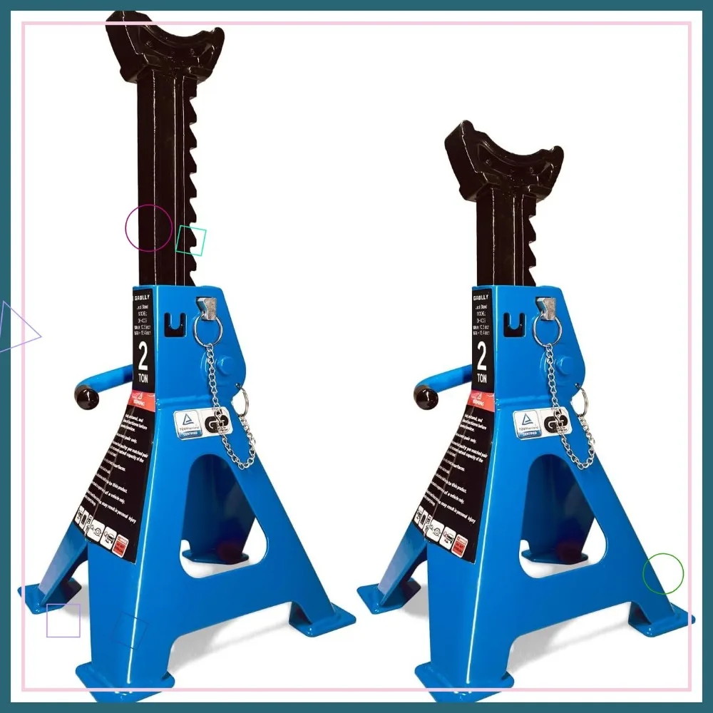 

2 Ton Car Jack Stands with Double Locking, Large Base for SUVs and Trucks, 4400 lb Capacity, Blue
