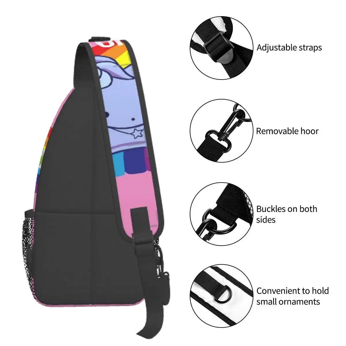 Hello Unicorn-Bolsa de pecho de tela de poliéster para oficina, bonito regalo, varios estilos, vacaciones