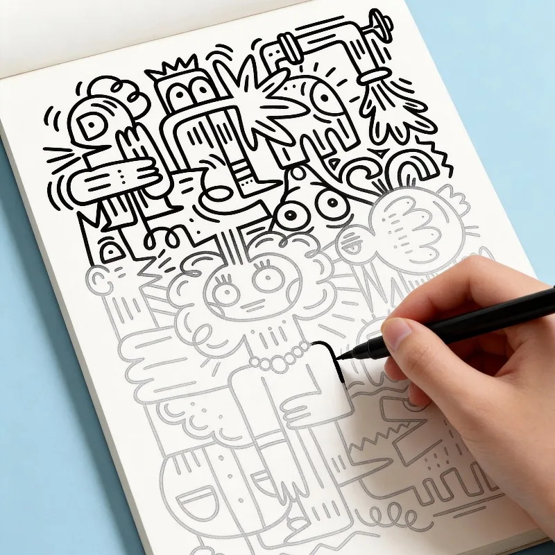 A Cartoon Graffiti Coloring Book, A High-definition Line Draft Copy, An Art Creation Drawing Book, 21x14cm, 24 Vivid Patterns