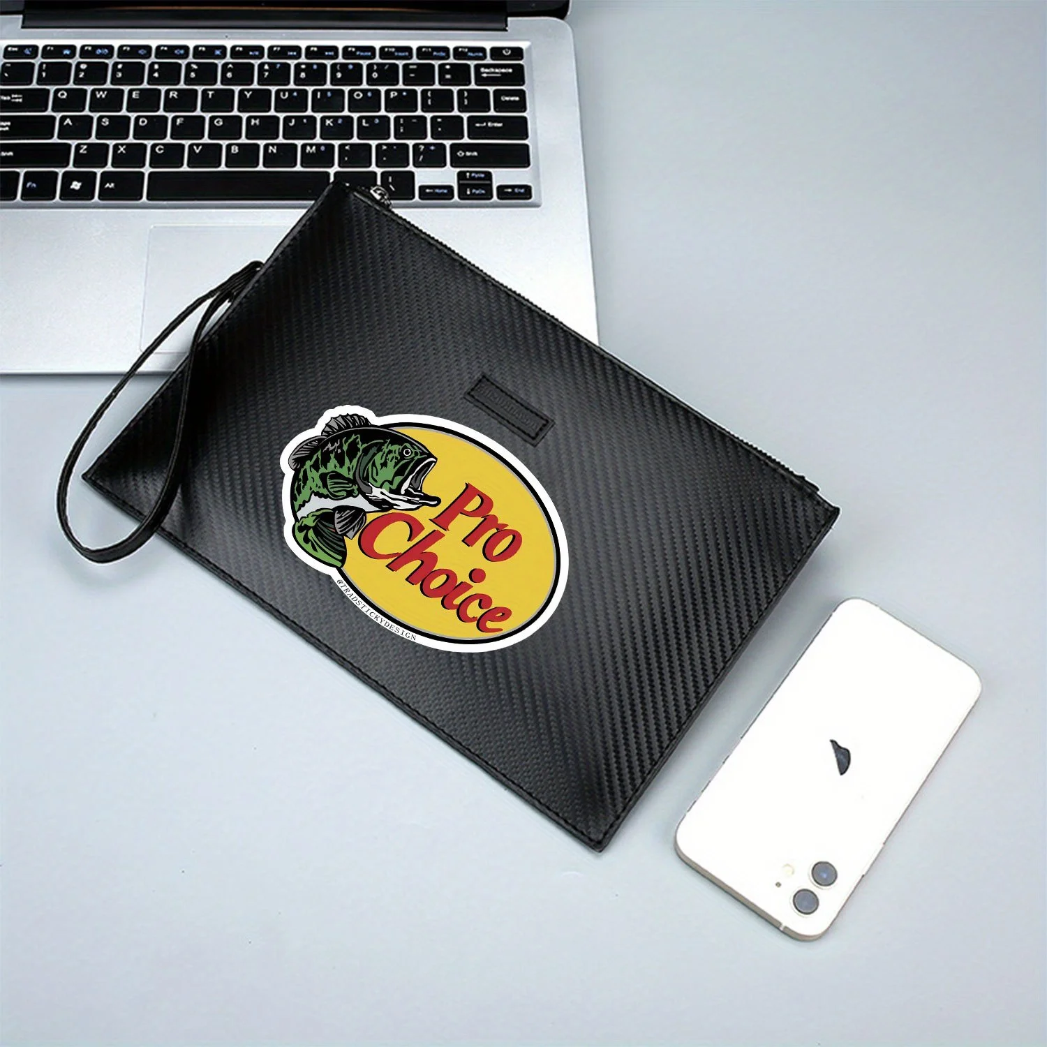 Etichetta di design con logo Fish Pro Choice Elegante borsa da uomo in PU stampata Alla moda e pratica per il trasporto quotidiano