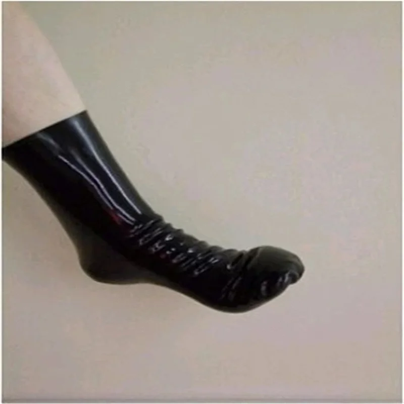 Handmade Unisex 0.4mm Black Latex Rubber Socks Customize for Men Women