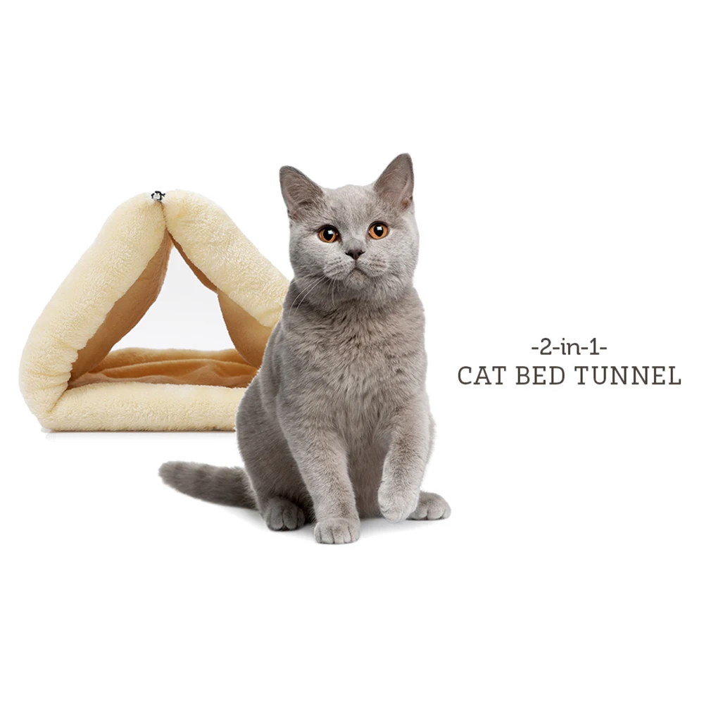 2-in-1 Cat Bed Pet Dog Warm unnel Fleece Tube Cushion Mat Pad Puppy Dogs Kittens Nest Sleeping Blanket Cat Sleeping Bag Kennel