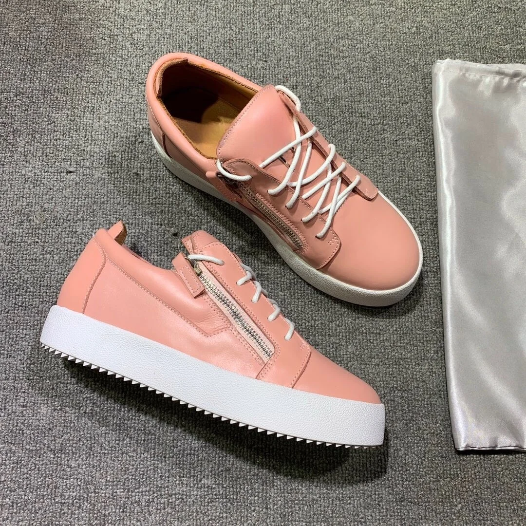 

Top Hight Quality Casual Sneakers For Men and Women Real Leather Brand Designer Unisex Tennis Shoes GZ Zipper Loafer Shoes G0685