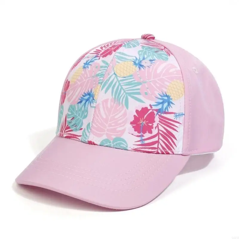

High Bun Ponytail Hat for Children Girls Baseball Cap Adjustable Summer Ponytail Cap for Kids Outdoor Beach-Headwear