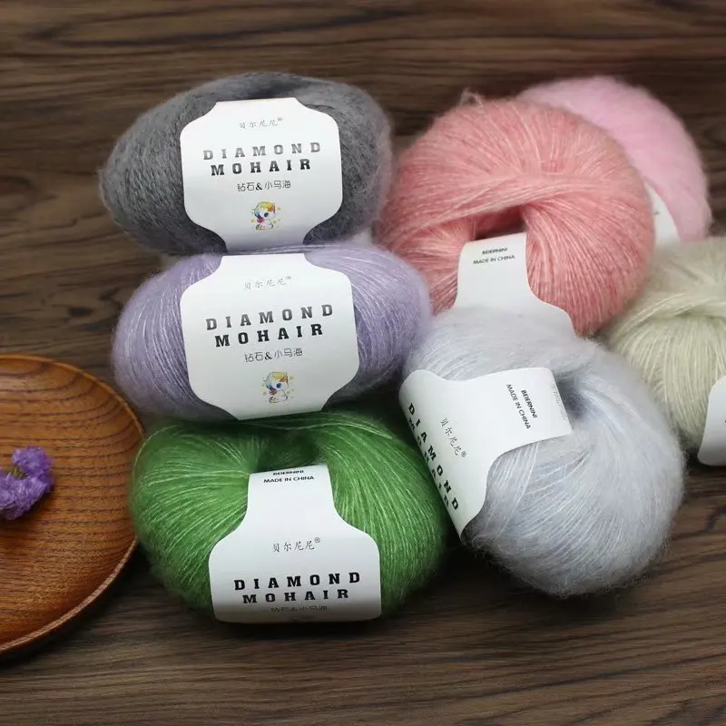 25g/Knäuel Mohair Kaschmirgarn Schal Strickgarn Wolle 260M/0,9MM Weiche Seide Gestrickter Babypullover Lot 1ply Großhandel Häkeln