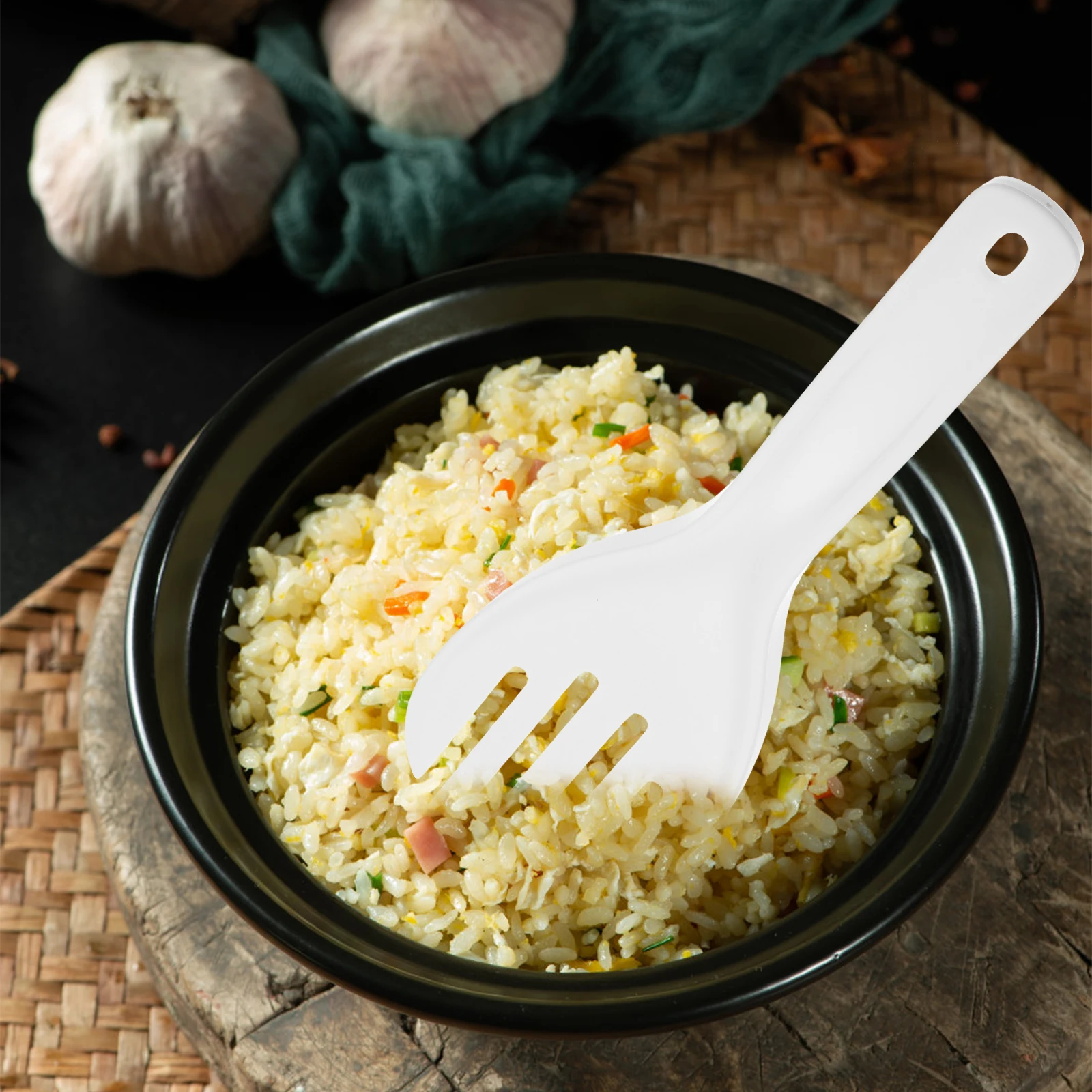 

2pcs Plastic Rice Spoon Thickened Portable Easy Use Tail Hanging Hole Design Kitchen Rack Storage Home Restaurant Hotel