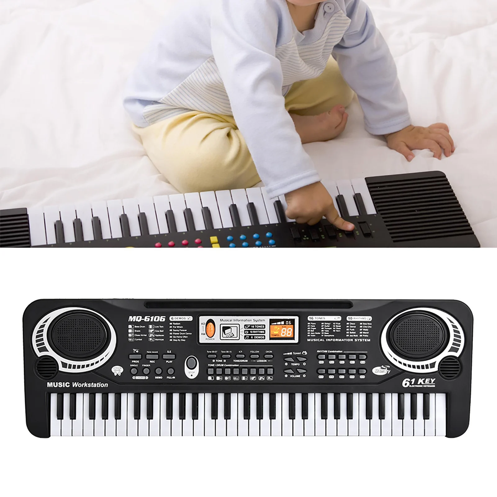 61‑Key Electric Digital Key Board Piano Musical Instruments Kids  with Microphone Electric Piano Keyboard Electric Piano