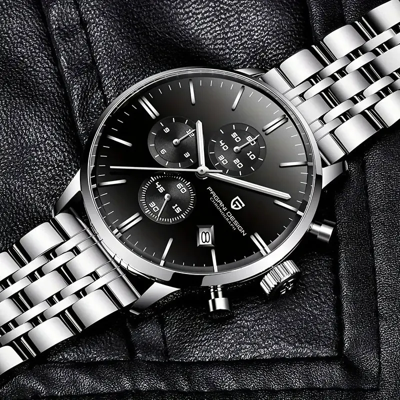 ساعة للرجال تصميم باجاني جديد كرونوغراف VK67 كوارتز ساعة اليد العلامة التجارية الأعلى الفولاذ المقاوم للصدأ الرياضة مقاوم للماء ساعة الرجال الساعات