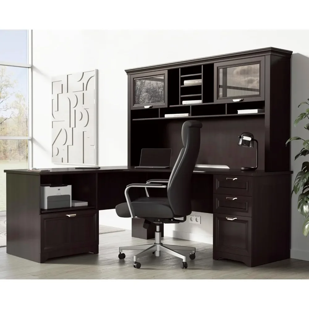 

71"W L-Shaped Corner Desk, Espresso