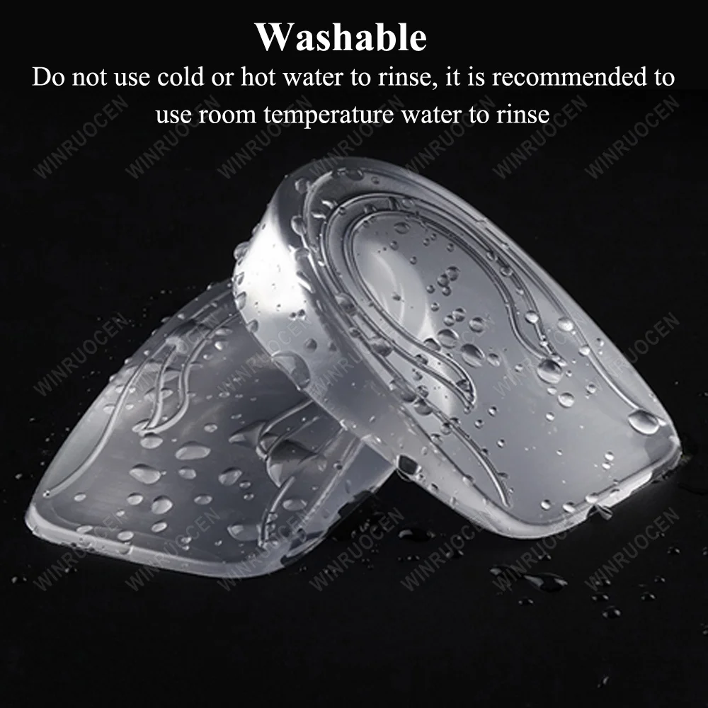 Silicone Gel Height Increase Insole Heel Lifting Inserts Shoe Foot Care Protector Elastic Cushion Shock Absorption for Unisex