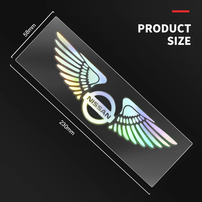 Reflective Colorful Angel Wings Laser Car Logo Stickers For Nissan J10 X-Trail Qashqai Juke Leaf Micra NOTE Patrol Gadgets
