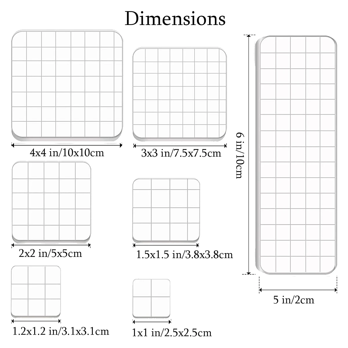 7 Pieces Acrylic Stamp Blocks, Clear Stamp Blocks Acrylic Blocks for Stamping Tools Set with Grid Decorative