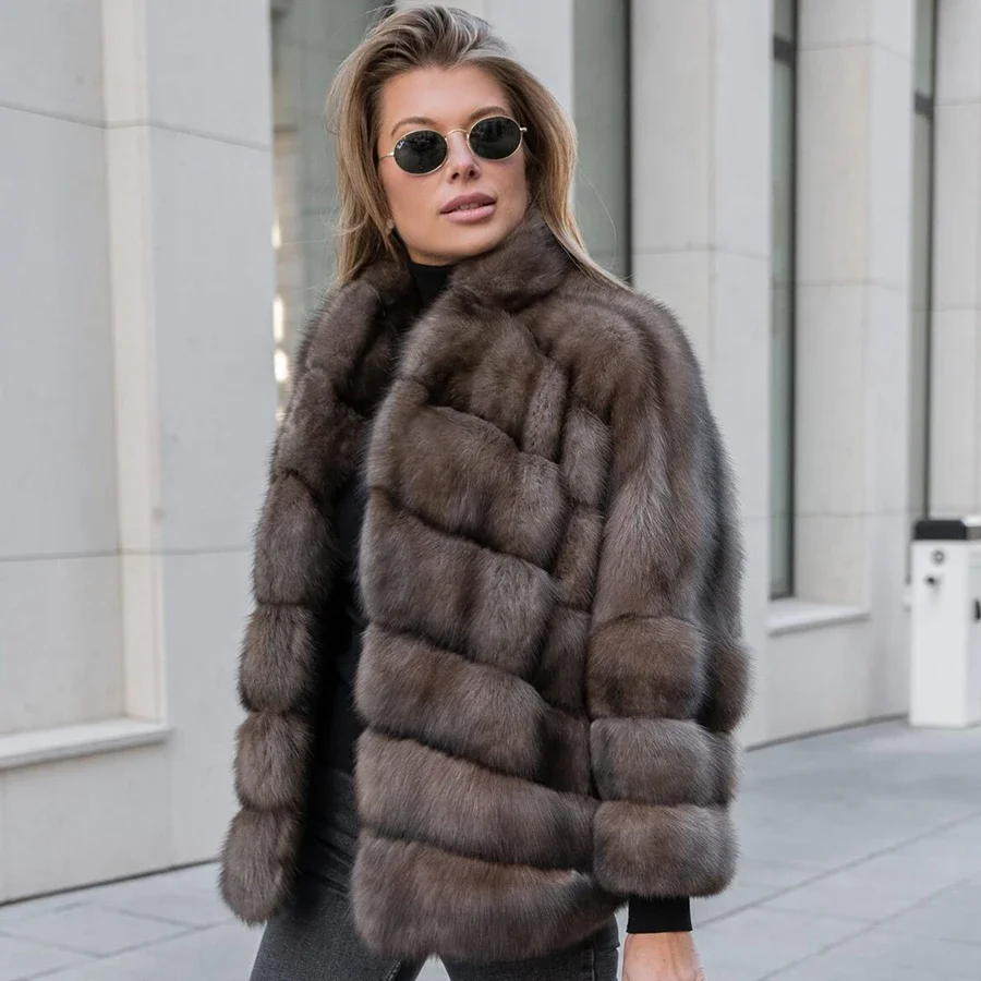 

Real Fur Coat Women Fox Fur Coat Winter Coats Woman 2024 Warm Luxury Clothing High Collar Long Jackets