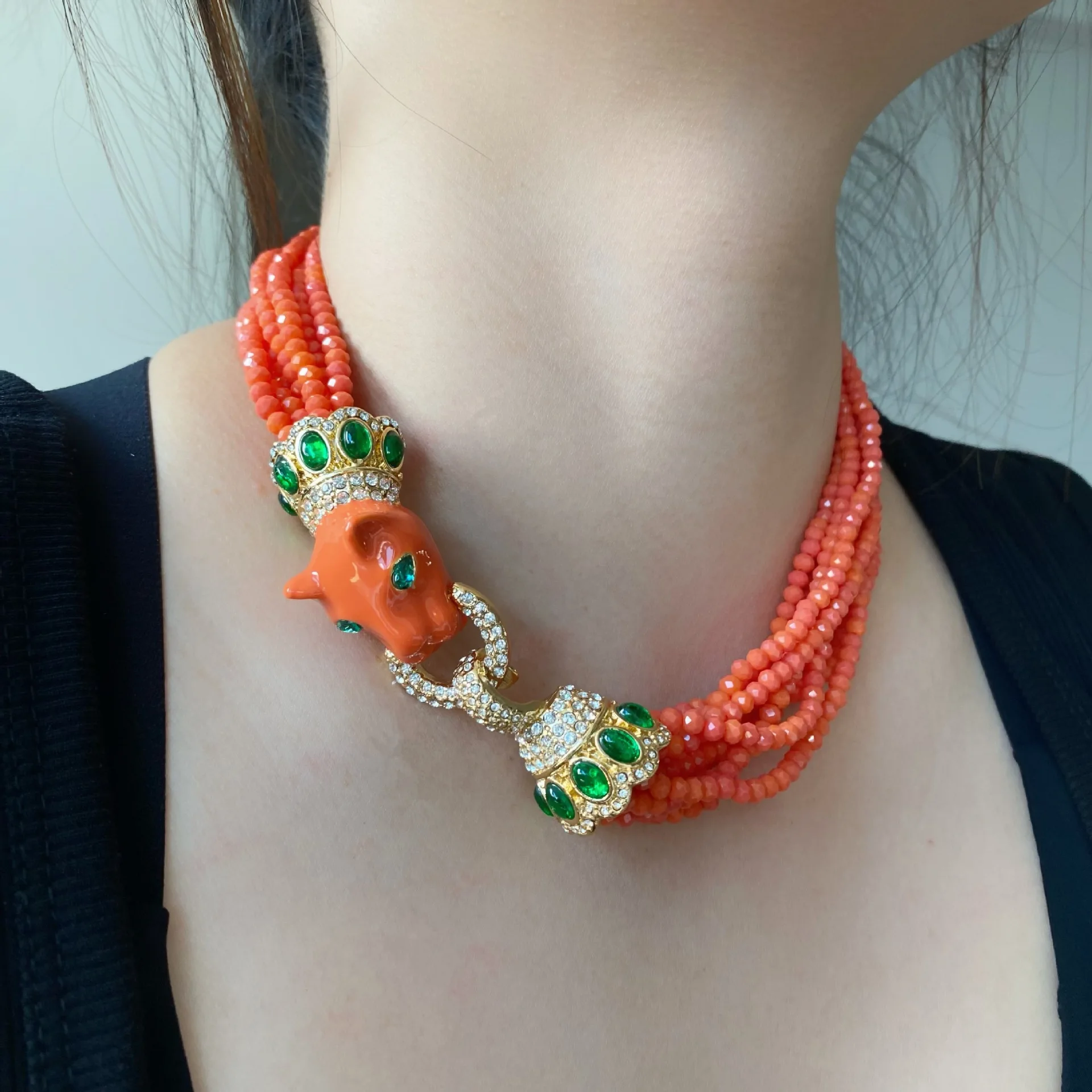 Retro Exaggerated Spotted Leopard Beaded Bracelet Set