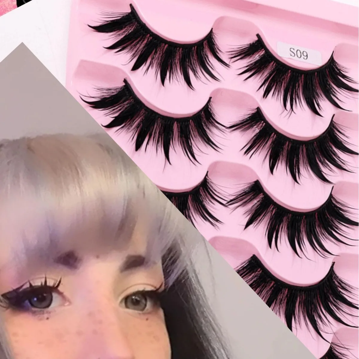 NEW 5Pairs Natural 3D Dramatic Fairy Clusters Manga Lashes Fake Eyelashes Wet Look Cosplay Lashes