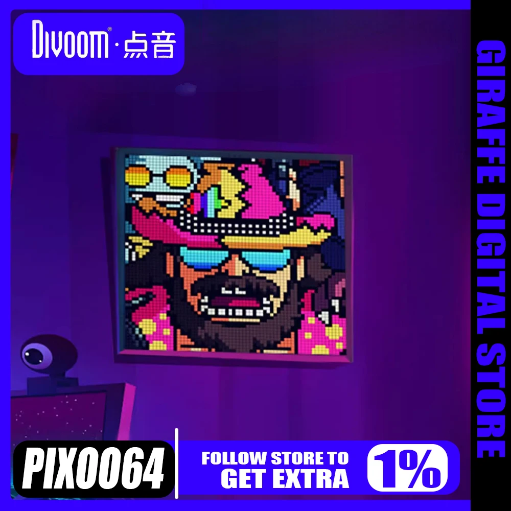 

Divoom PIXOO64 Pixel Matrix Bluetooth Smart Display RGB Digital Lamp Panel DIY Art Gaming Anime Room Decor Frame APP Control