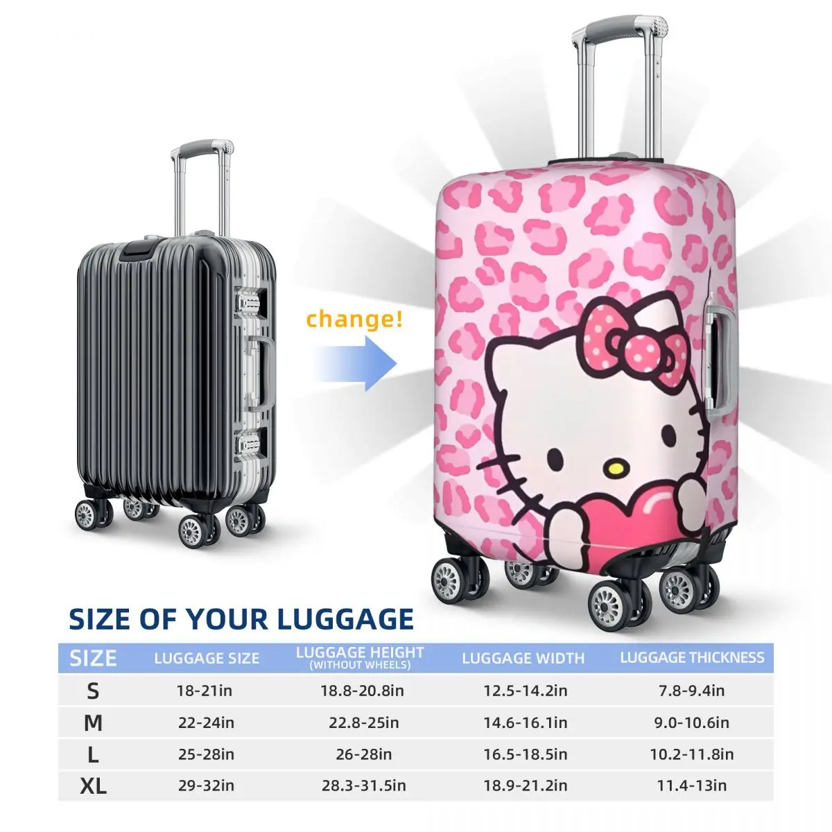 Hello Kitty Suitcase Cover Holiday Fun Cartoon Animal Customized Any Color Luggage Case Travel Protector