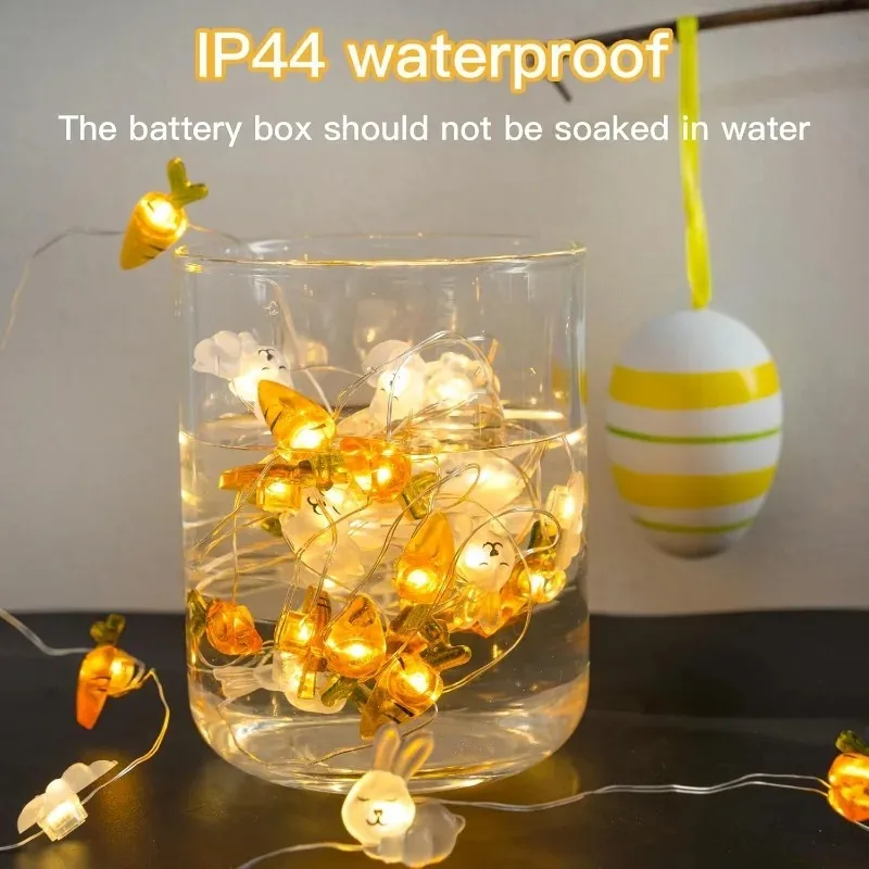 Mehrzweck-Ostern-Innenbeleuchtung aus Kupferdraht, Hase, Karotte, Ei, Lichterkette, Urlaubsdekoration, Esszimmer, Feier, Atmosphäre