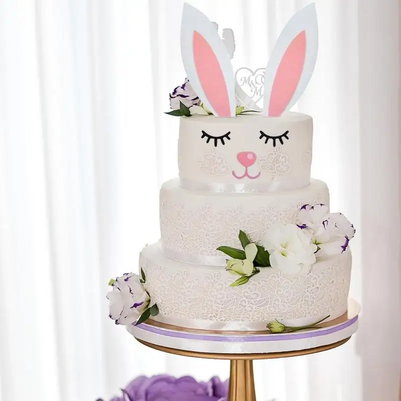 Preciosas adornos para tarta de colección de ciervos con Orejas de conejo durmientes, decoraciones para tarta de postre para regalos de fiesta de cumpleaños, boda y Navidad