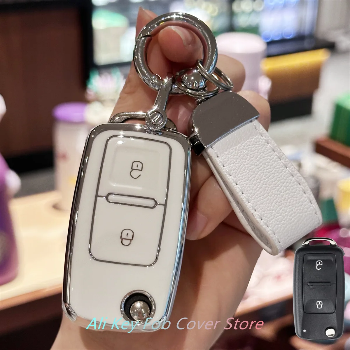 مفتاح فوب غطاء كيرينغ المفاتيح الحبل لشركة فولكس فاجن MK4 بورا جولف 4 5 6 باسات بولو بورا توران #3