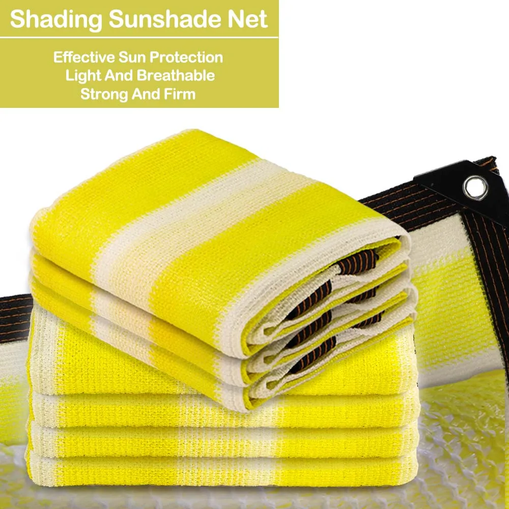 Shading Sunshade Net Yellow And White Stripes Available in Multiple Sizes Sun Protection Durable Windproof Patio Pergola Plant