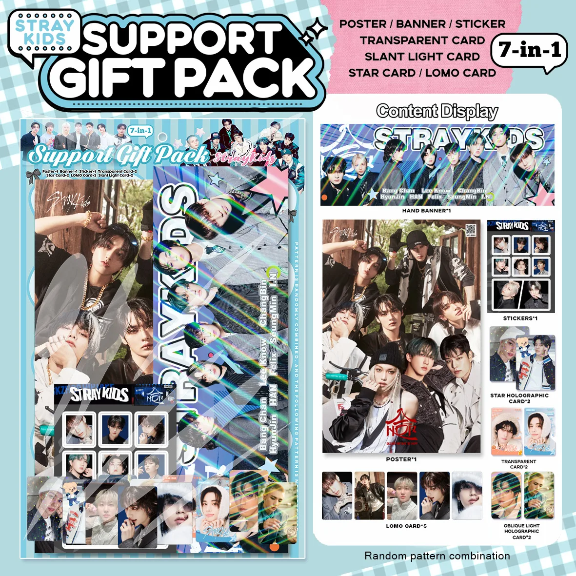 스트레이 키즈 SKZOO 컬렉션 포스터, 스티커, 엽서 7종 선물 세트, 선물, 팬 필수품, 할로윈 선물