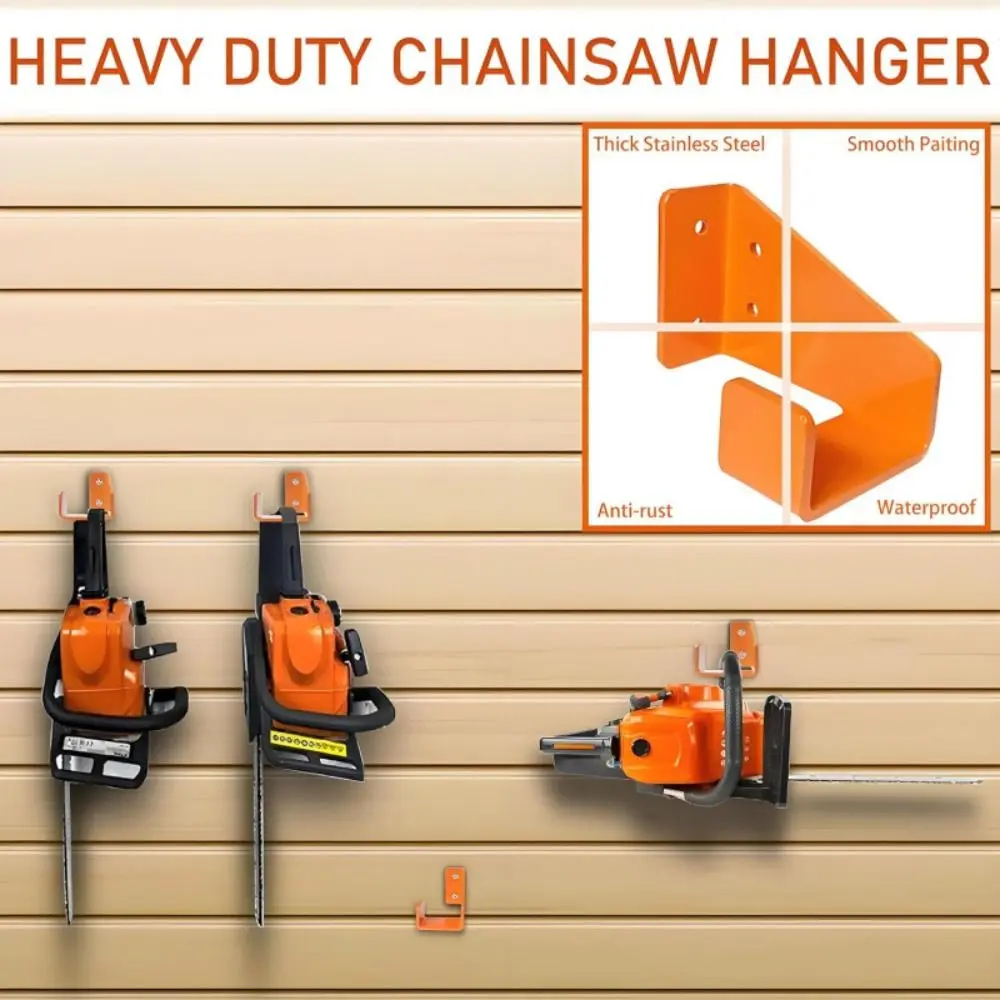 Wall-mounted Heavy Duty Chainsaw Hanger Multifunctional with Expansion Screws Orange Chainsaw Holders Carbon Steel Plate