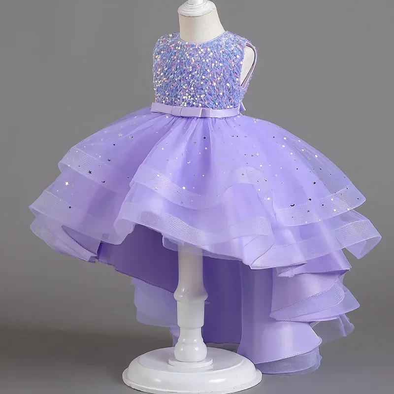 Robe de soirée longue à paillettes pour enfants, robes de mariée pour enfants, robe de Rhde luxe pour jeunes filles, vêtements CAN ac, 4, 5, 7, 9, 10, 12 à 14 ans