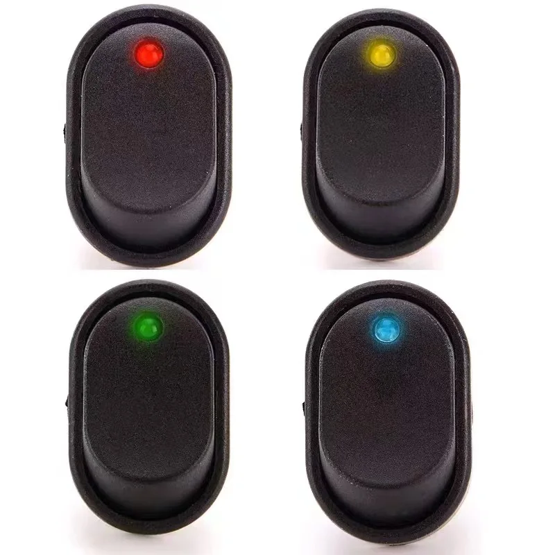 ASW-20D 30A 12VDC Car Boat Auto Rocker Switch ON OFF with Dot LED Light Illuminated Red Green Blue Yellow Rocker Switch