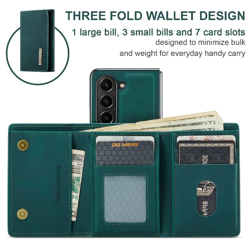 Magnetic 2 in1 Wallet Card Slots Phone Case For Samsung Galaxy Z Fold 6/Z Fold5/Z Fold4/Z Fold 3 Mobile Phone Protective Cover