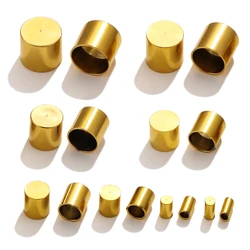 10pcs Stainless Steel Leather Cord Clasp DIY Crimp Tip End Caps for Necklace Bracelet Connectors Jewelry Making Supplies Parts