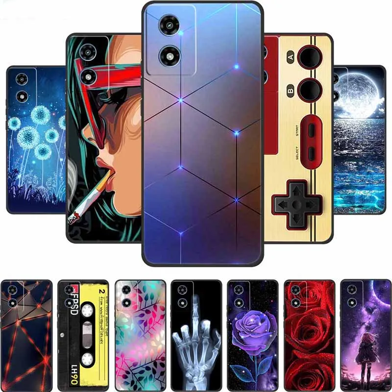 For Motorola G04s Case Popular Picture Black Silicone Soft Back Cover Case For Moto G04s Phone Case Cover G 04 s 6.56\