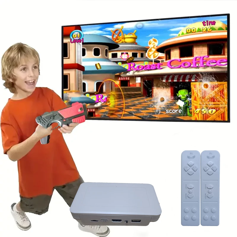 Game Console (with over 900 games), Retro Video Game Console for Kids and Adult TVs, Game Cartridge (with AR Gun games), 2 Handh