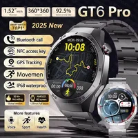 2025New GT6 Pro reloj inteligente hombres HD AMOLED pantalla GPS trayectoria de movimiento ritmo cardíaco Bluetooth llamada 1,52 ""SmartWatch IP68 impermeable