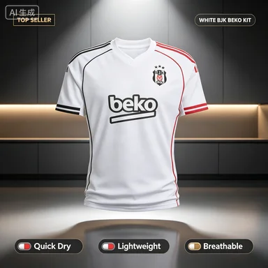 Home Soccer Jersey Turkish Super Lig Men's Fan Version Black White V-Neck Breathable Football 3D Print Parent-child Tee