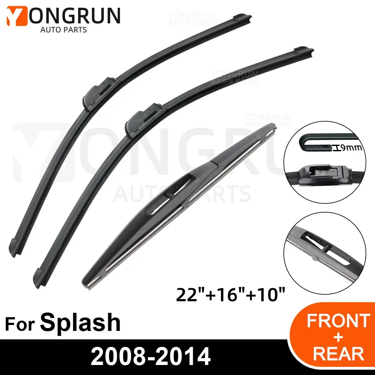 

Car Windshield Windscreen Front Rear Wiper Blade Rubber Accessories For SUZUKI Splash 22" 16" 10" 2008 - 2011 2012 2013 2014