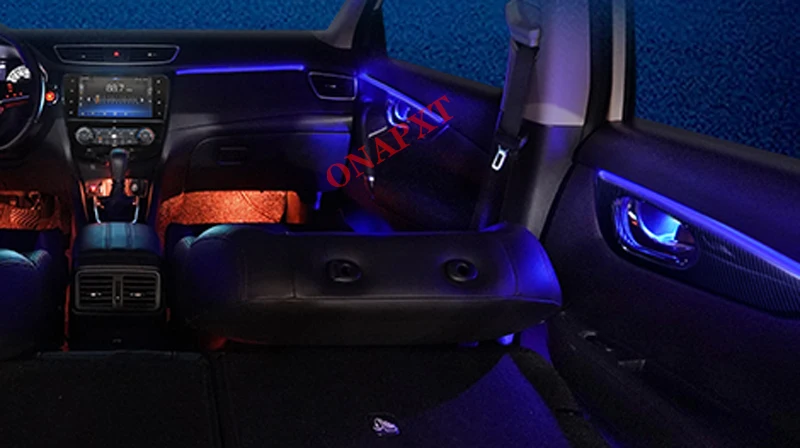 Car Ambient Light Set Decorative 64-Color illuminated Atmosphere Lamp LED Strip For Nissan Qashqai 2019 Button Control