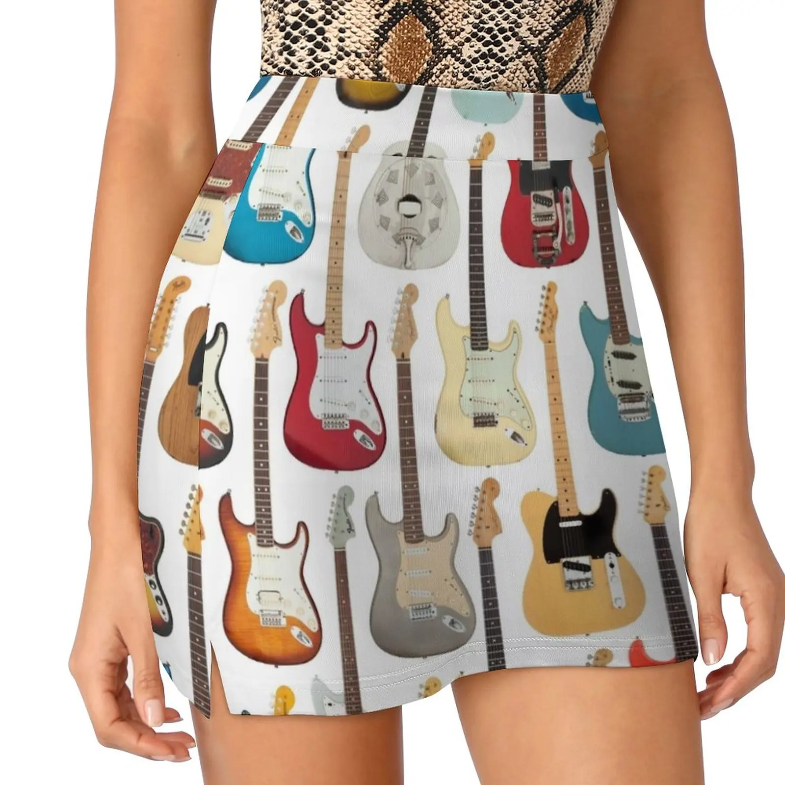 Vintage Guitar Collection Women's skirt Aesthetic skirts New Fashion Short Skirts Guitar And Roll Roll Hard Collection Antique