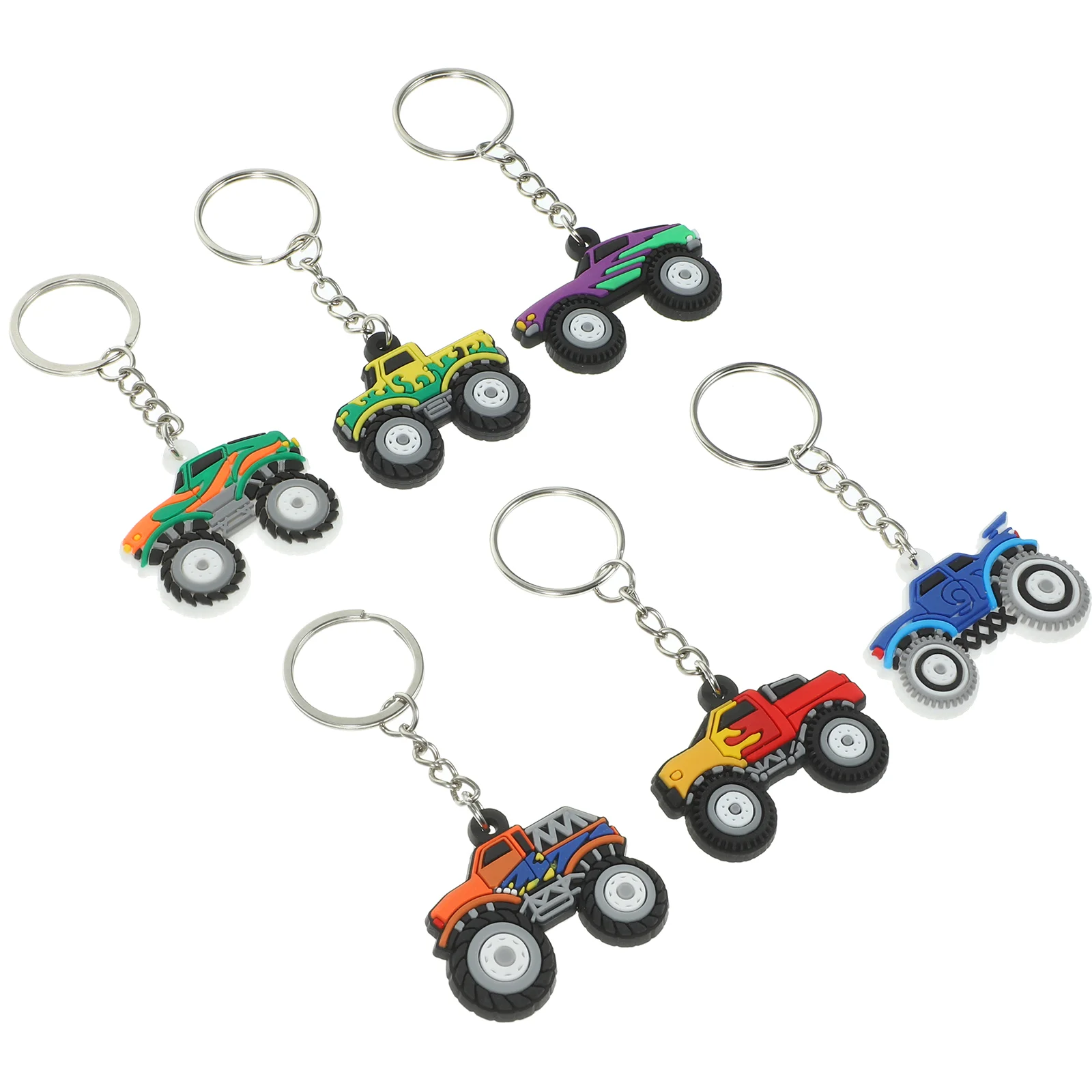 6 Pcs Off-road Vehicle Cartoon Keychain Cute Anime 6pcs (7+8+9+10+11+12) for Girls Keychains Men Rings Gifts Backpacks Pvc Man