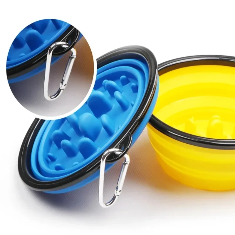 Portable Puppy Dog Bowl Pet Collapsible Slow Feeding Bowl Feeding/Regular Bowl BPA Free Foldable Cup Dish for Dogs Cat Drop