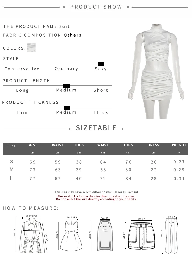 Weird Puss Trend Ruched 2-teiliges Set Damen Sexy Hottie Rollkragen-Crop-Top + Pfirsichfarbener Hüftrock Modische Schicke Street-Club-Anzüge – Detail 1